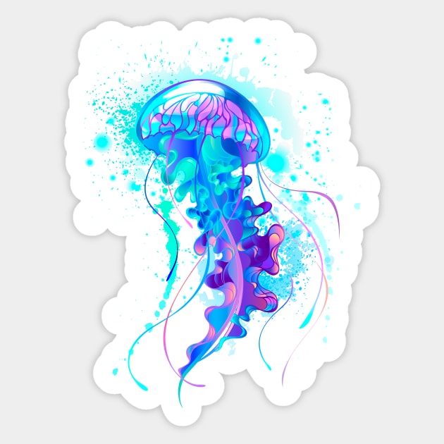 Big Blue Jellyfish Sticker by Blackmoon9